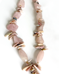 ROSA GLAM PINK QUARTZ VE PINK OPAL PANDANTİF KOLYE