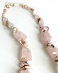 ROSA GLAM PINK QUARTZ VE PINK OPAL PANDANTİF KOLYE