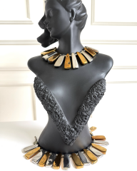 PYRITE TAŞLI EL YAPIMI GOLDEN WARD KOLYE