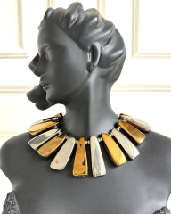 PYRITE TAŞLI EL YAPIMI GOLDEN WARD KOLYE