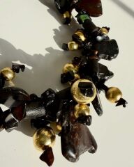 GOLD BONCUK DETAYLI HEMATİT CHOKER KOLYE