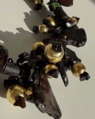 GOLD BONCUK DETAYLI HEMATİT CHOKER KOLYE