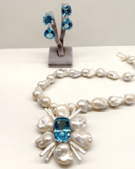 HIDDEN GARDEN 84 CT BLUE TOPAZLI KOLYE