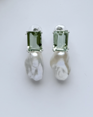 HIDDEN GARDEN ZÜMRÜT TAŞ VE BAROK İNCİLİ STATEMENT KÜPE