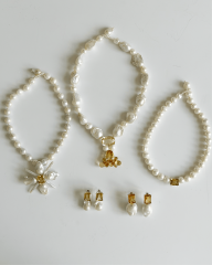 HIDDEN GARDEN CITRIN TAŞLI BAROK İNCİ ÇİÇEKLİ KOLYE