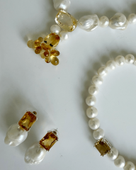 HIDDEN GARDEN CITRIN TAŞ SALKIM DETAYLI COLLAR KOLYE