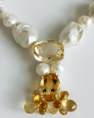 HIDDEN GARDEN CITRIN TAŞ SALKIM DETAYLI COLLAR KOLYE