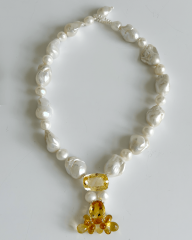 HIDDEN GARDEN CITRIN TAŞ SALKIM DETAYLI COLLAR KOLYE