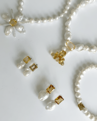 HIDDEN GARDEN CITRIN TAŞLI BAROK İNCİ KÜPE