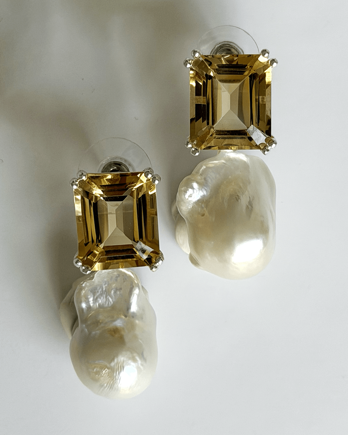 HIDDEN GARDEN CITRIN TAŞLI BAROK İNCİ KÜPE