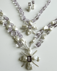 HIDDEN GARDEN AMETİST TAŞLI BAROK İNCİ KÜPE