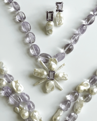 HIDDEN GARDEN AMETİST TAŞLI BAROK İNCİ KÜPE