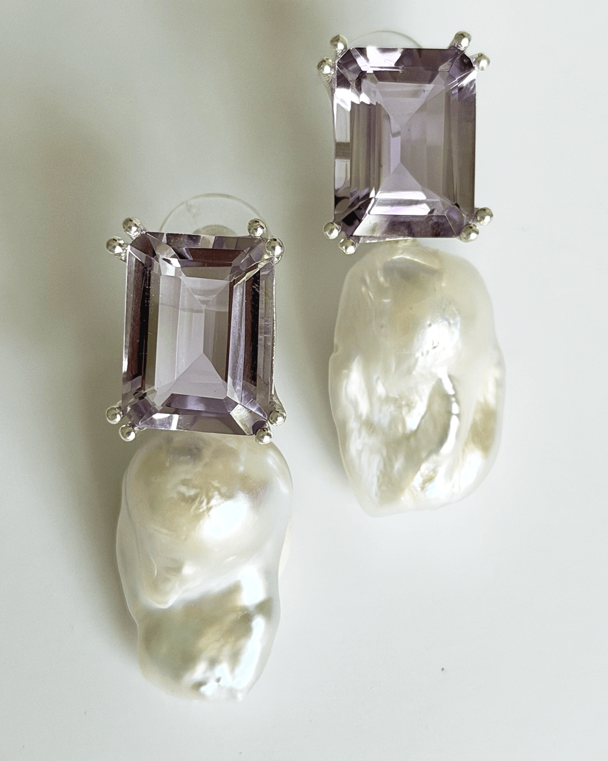 HIDDEN GARDEN AMETİST TAŞLI BAROK İNCİ KÜPE