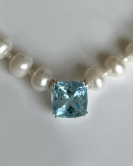 HIDDEN GARDEN BLUE TOPAZ TAŞLI BAROK İNCİ CHOKER