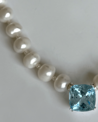 HIDDEN GARDEN BLUE TOPAZ TAŞLI BAROK İNCİ CHOKER