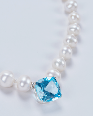 HIDDEN GARDEN BLUE TOPAZ TAŞLI BAROK İNCİ CHOKER