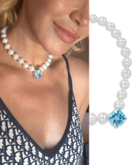 HIDDEN GARDEN BLUE TOPAZ TAŞLI BAROK İNCİ CHOKER