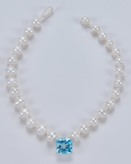 HIDDEN GARDEN BLUE TOPAZ TAŞLI BAROK İNCİ CHOKER