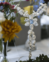 HIDDEN GARDEN BLUE TOPAZ TAŞLI BAROK İNCİ PANDANTİFLİ ÇİÇEK KOLYE