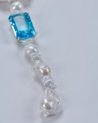 HIDDEN GARDEN BLUE TOPAZ TAŞLI BAROK İNCİ Y KOLYE