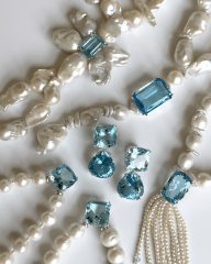 HIDDEN GARDEN BLUE TOPAZ TAŞLI BAROK İNCİ Y KOLYE