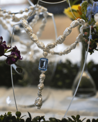 HIDDEN GARDEN BLUE TOPAZ TAŞLI BAROK İNCİ Y KOLYE