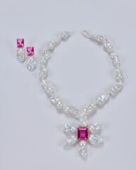 HIDDEN GARDEN PINK TOPAZ BAROK İNCİLİ KÜPE