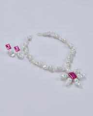 HIDDEN GARDEN PINK TOPAZ BAROK İNCİLİ KÜPE