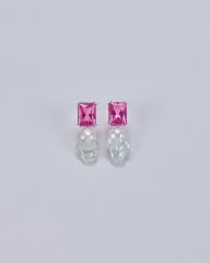 HIDDEN GARDEN PINK TOPAZ BAROK İNCİLİ KÜPE