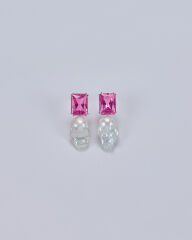 HIDDEN GARDEN PINK TOPAZ BAROK İNCİLİ KÜPE