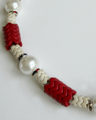 CORALLO — SWAROVSKİ RONDELLİ MERCAN İNCİ BİLEZİK