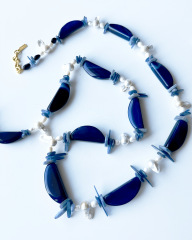 AZUL KYANITE BAROK İNCİ AKIK KAPLANGÖZÜ DOĞAL TAŞ KOLYE