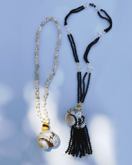 NAUTILUS VE COWRIE DOĞAL DENİZ KABUKLU KOLYE