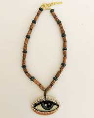 BODHI WOOD BONCUKLU SERAMİK GÖZ KOLYE